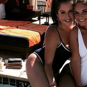 Blue and white swimsuit